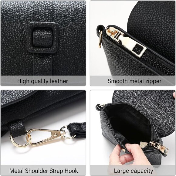 Elegant Vegan Leather Crossbody Phone Bag - Lightweight & Secure Zipper Closure - Picture 4 of 6